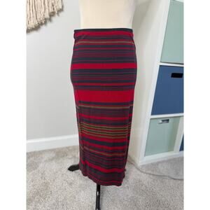 Abercrombie & Fitch Red Striped Bodycon Midi Skirt L Holiday Ladcore Rugby Xmas